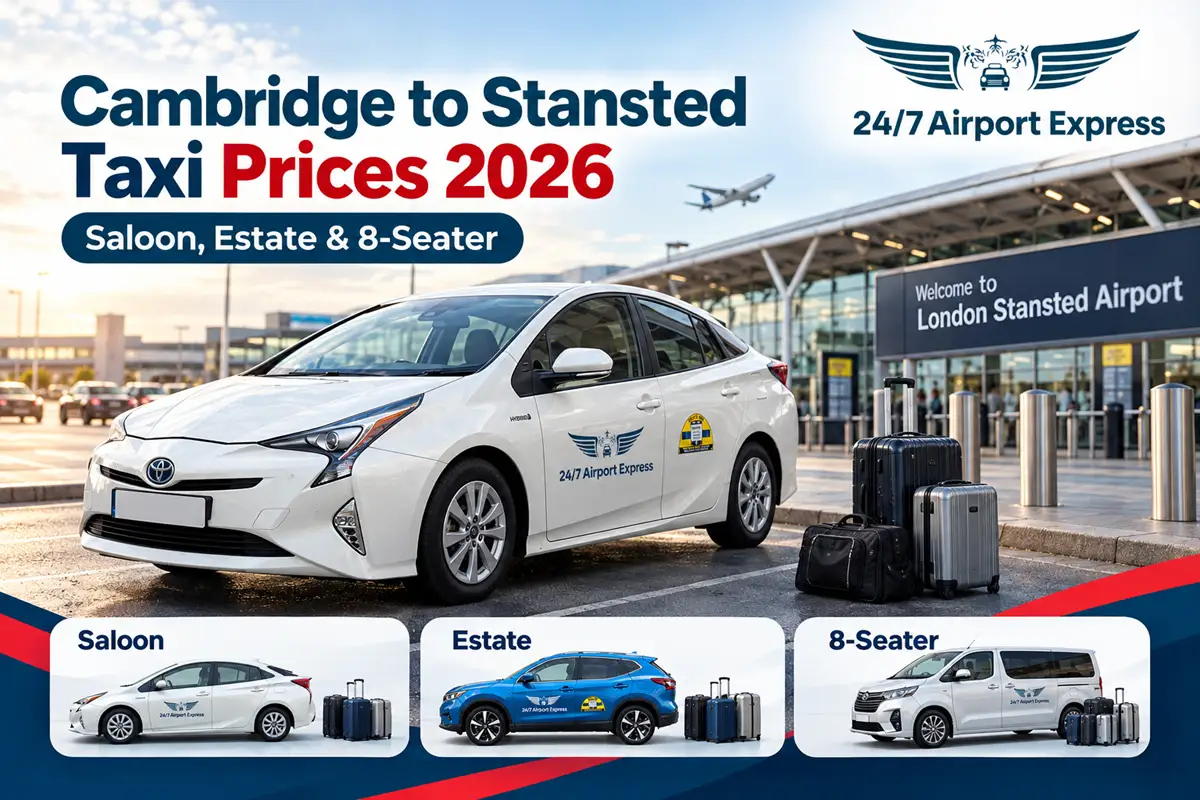 Cambridge to Stansted Taxi Prices 2026: Saloon, Estate & 8-Seater Fares